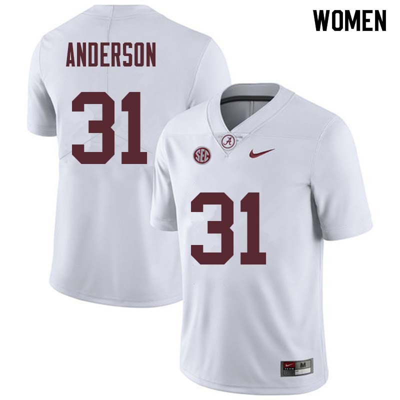 Women #31 Keaton Anderson Alabama Crimson Tide College Football Jerseys Sale-White